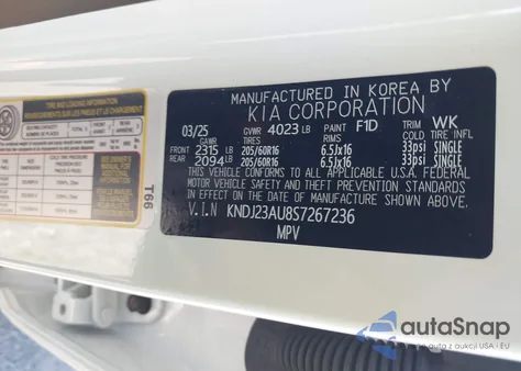 2025 Kia Soul S z USA, uszkodzony, nr VIN KNDJ23AU8S7267236